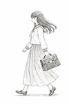イラスト：鞄を持って歩く女性